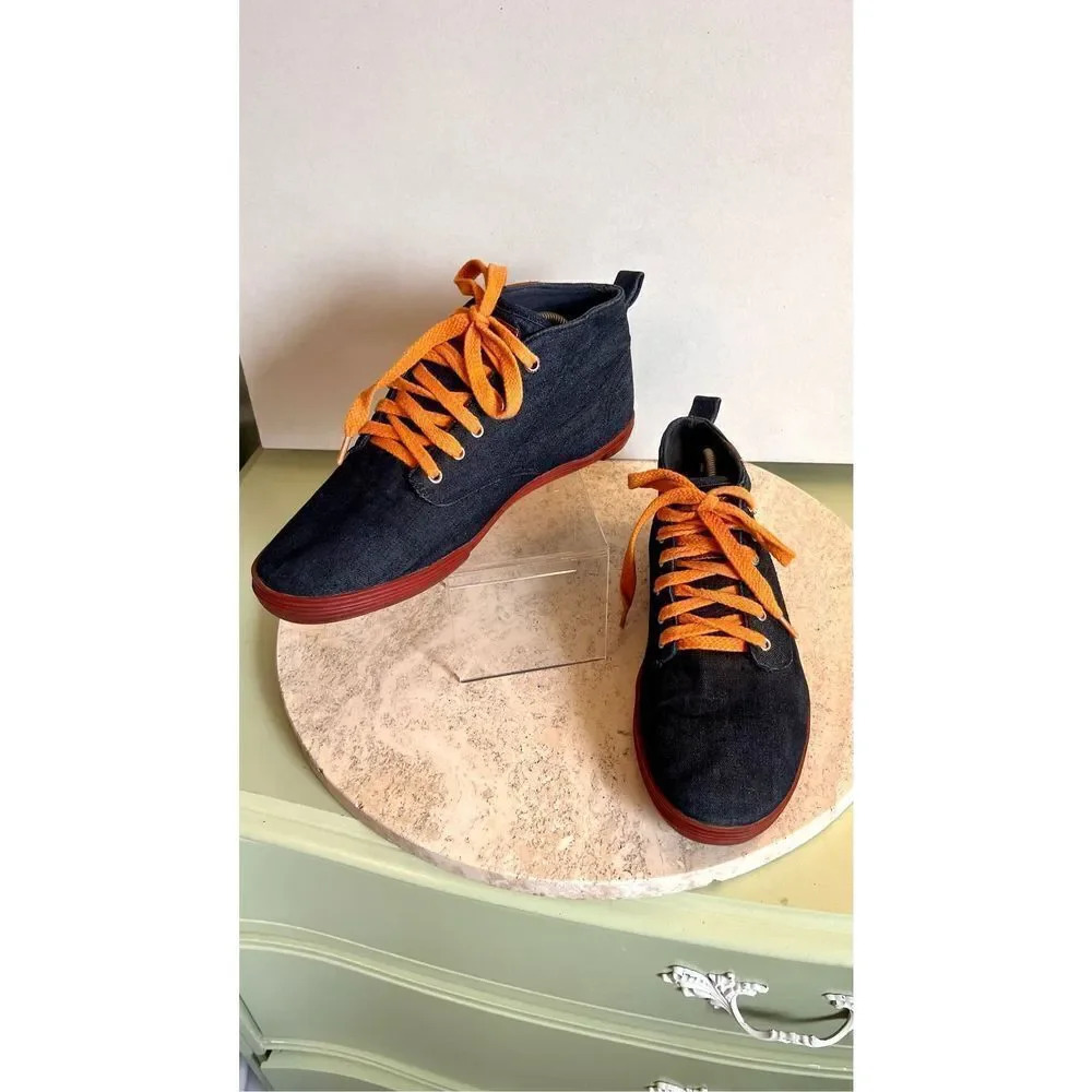 Vlado Mens‎ Blue Orange Denim Lace Up Round Toe Chukka Boots Sneakers Size 10.5